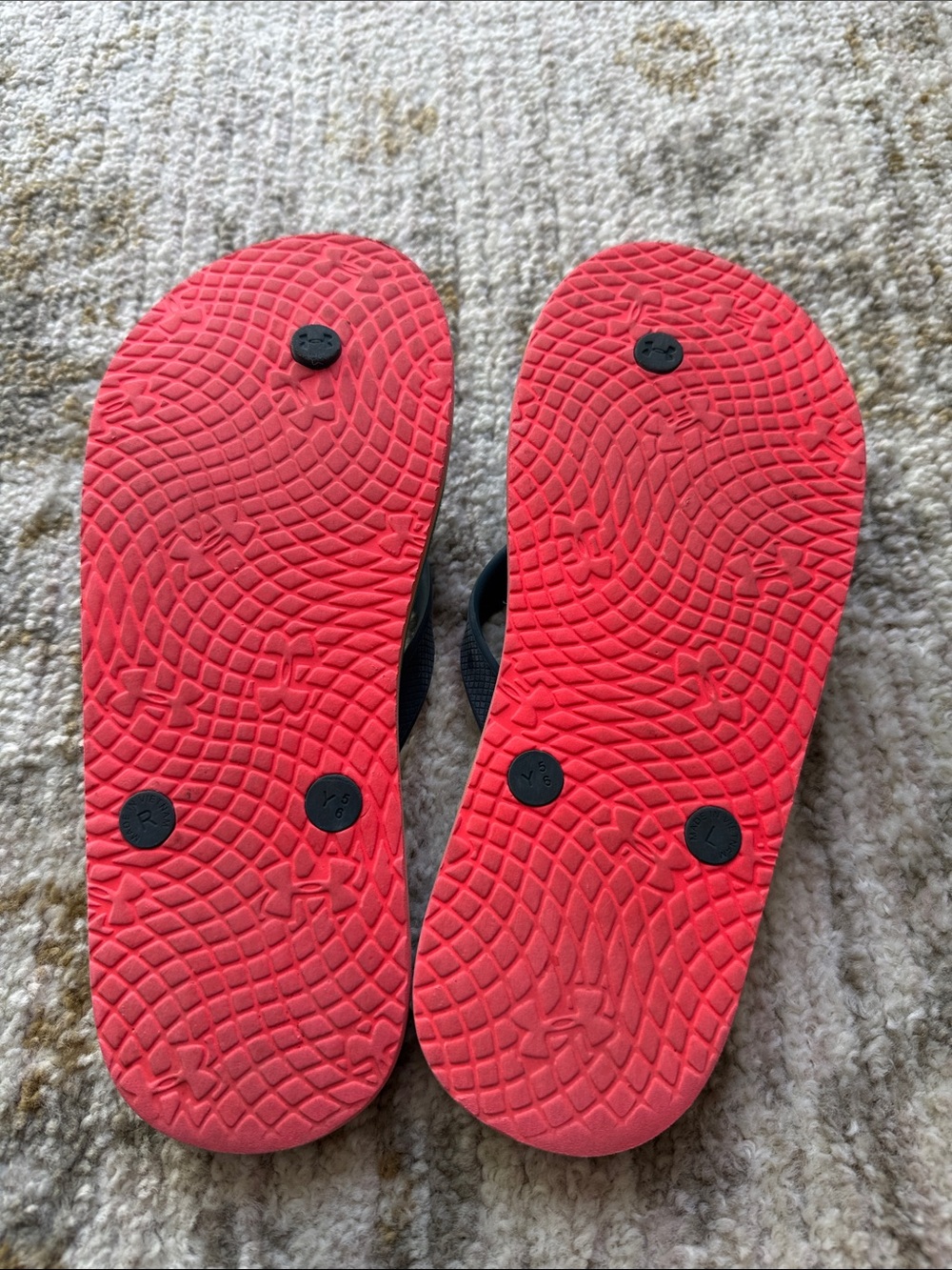 Under Armour Teal & Black Men's Flip Flops with Coral Logo - Picture 2 of 5